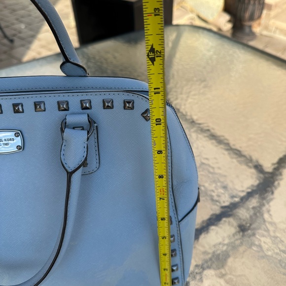 Michael Kors Sandrine Studded Satchel Powder Blue W/ Shoulder Strap - Picture 5 of 8